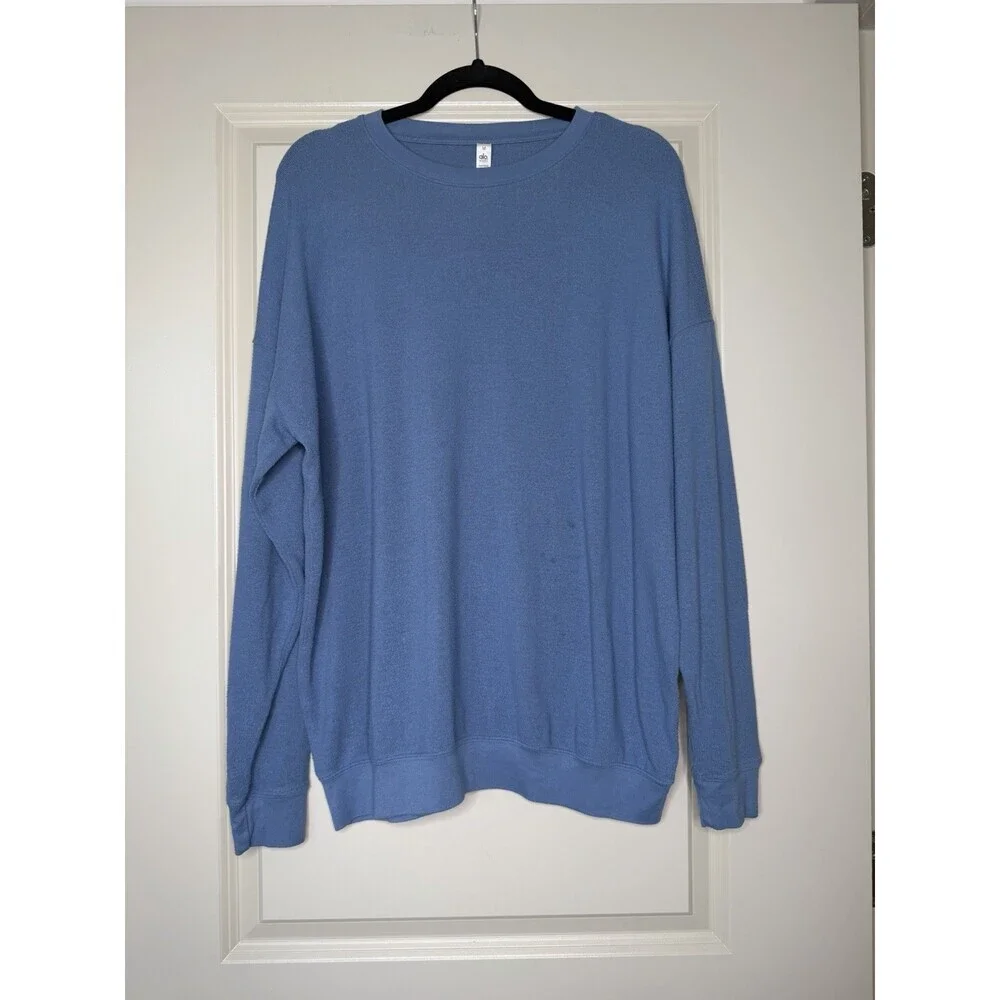 Alo Yoga Soho Pullover in Blue Size Medium